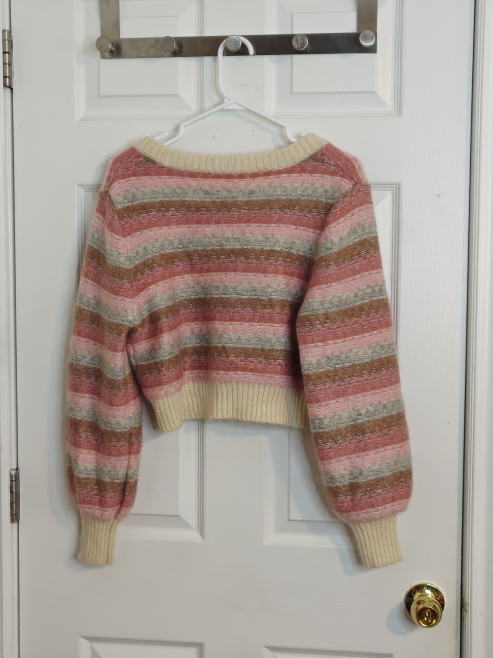 Aritzia Wifred Multicolor Striped Long Sleeve V-Neck Cardigan Mohair Blend M - Picture 4 of 14